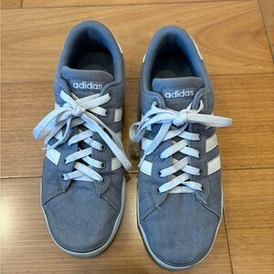 Adidas Gray Campus Sneakers with White Stripes